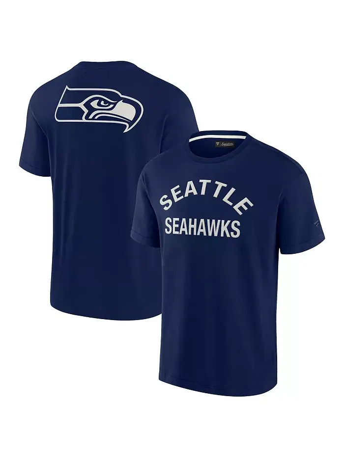 Мужская и женская футболка с коротким рукавом Seattle Seahawks College Navy, супермягкая Fanatics — изображение 3 из 4
