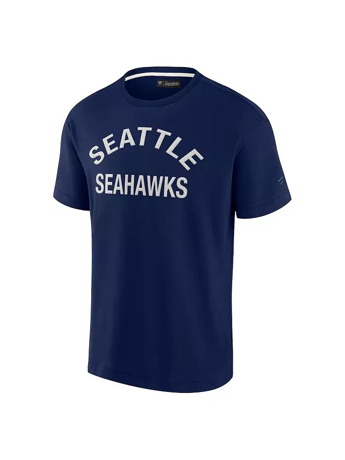 Мужская и женская футболка с коротким рукавом Seattle Seahawks College Navy, супермягкая Fanatics — изображение 4 из 4