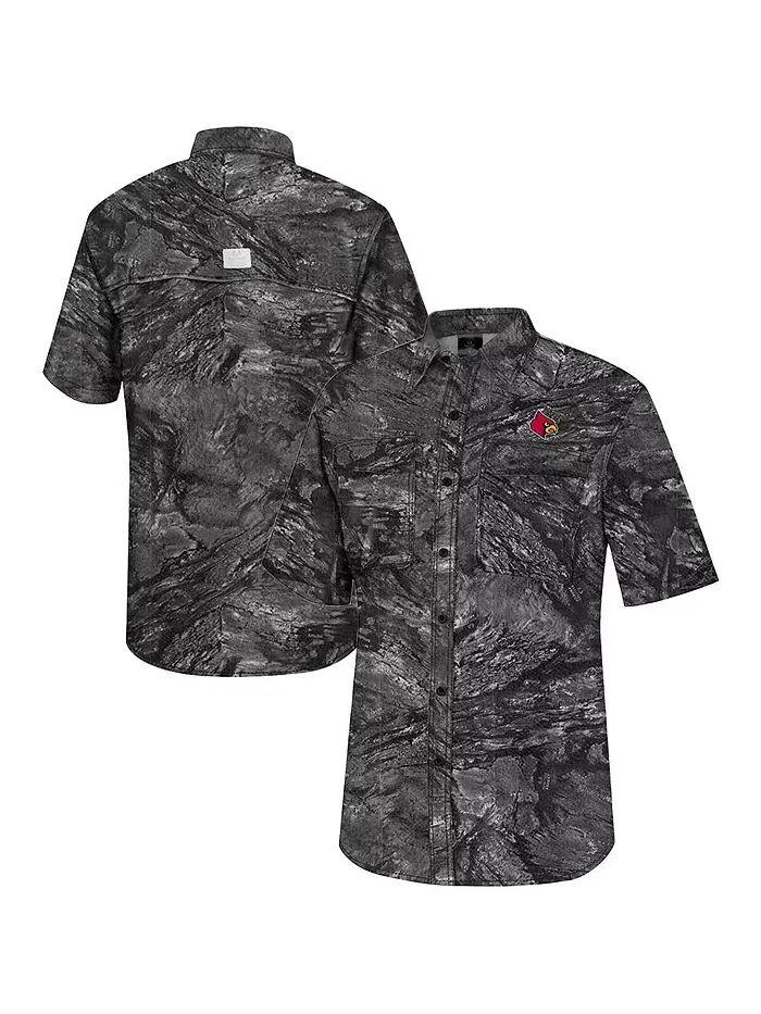 Мужская рыболовная рубашка Louisville Cardinals Realtree Aspect Charter с полной застежкой на