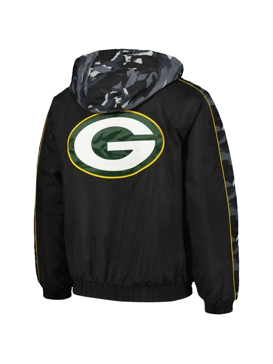 Starter Мужская черная толстовка на молнии с символикой команды Green Bay Packers, посвященная — изображение 3 из 3, черный