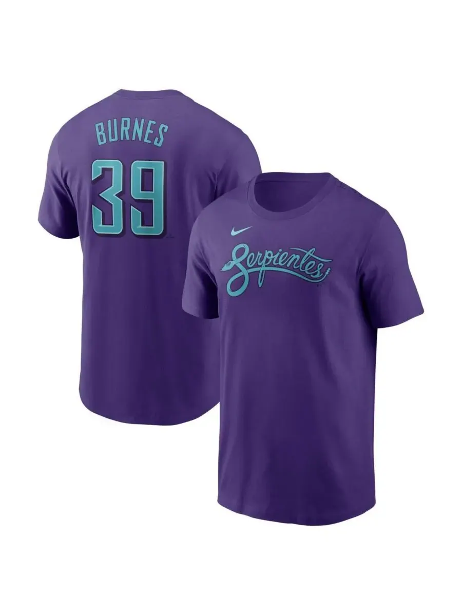 Nike Мужская фиолетовая футболка Corbin Burnes Arizona Diamondbacks 2025 City Connect Fuse с