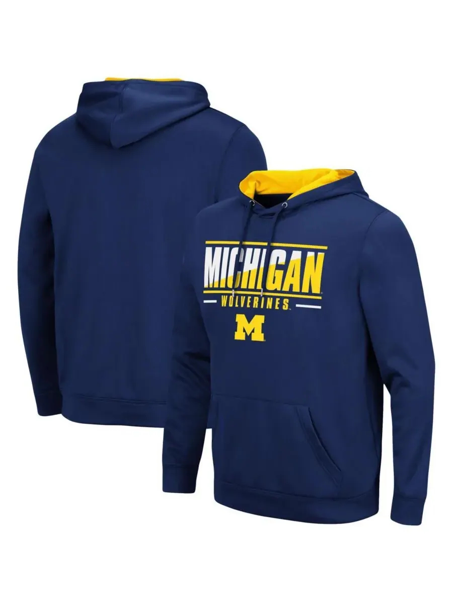 Colosseum Мужская толстовка с капюшоном Michigan Wolverines Slash Stack 2.0 темно-синего цвета