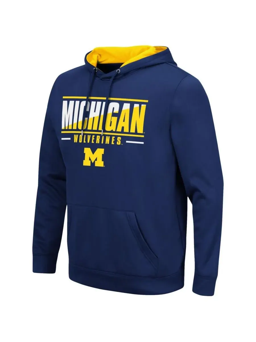 Colosseum Мужская толстовка с капюшоном Michigan Wolverines Slash Stack 2.0 темно-синего цвета — изображение 3 из 3