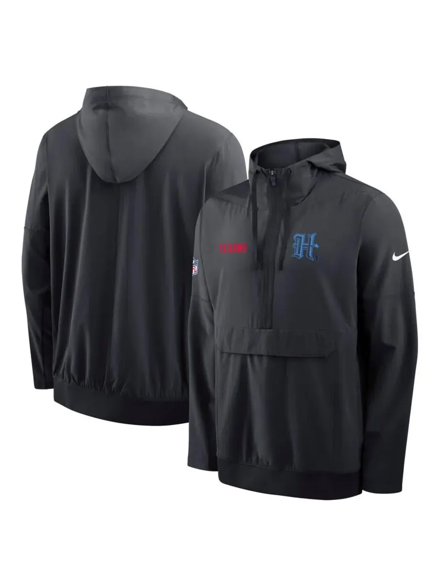 Nike Мужская темно-синяя куртка-анорак с капюшоном и молнией в стиле Houston Texans Sideline Alt — изображение 4 из 5