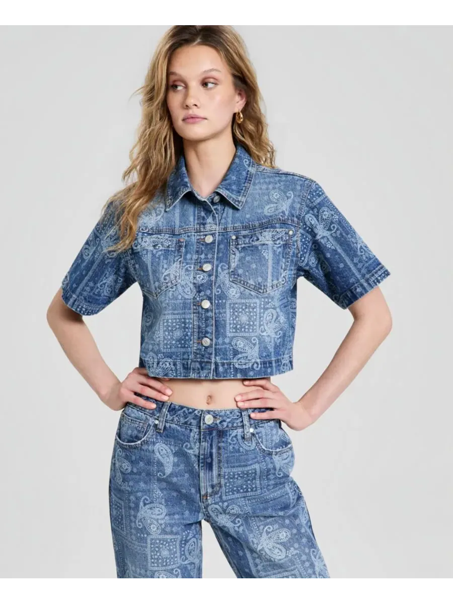 Женская укороченная джинсовая рубашка-бандана And Now This, Bandana Print