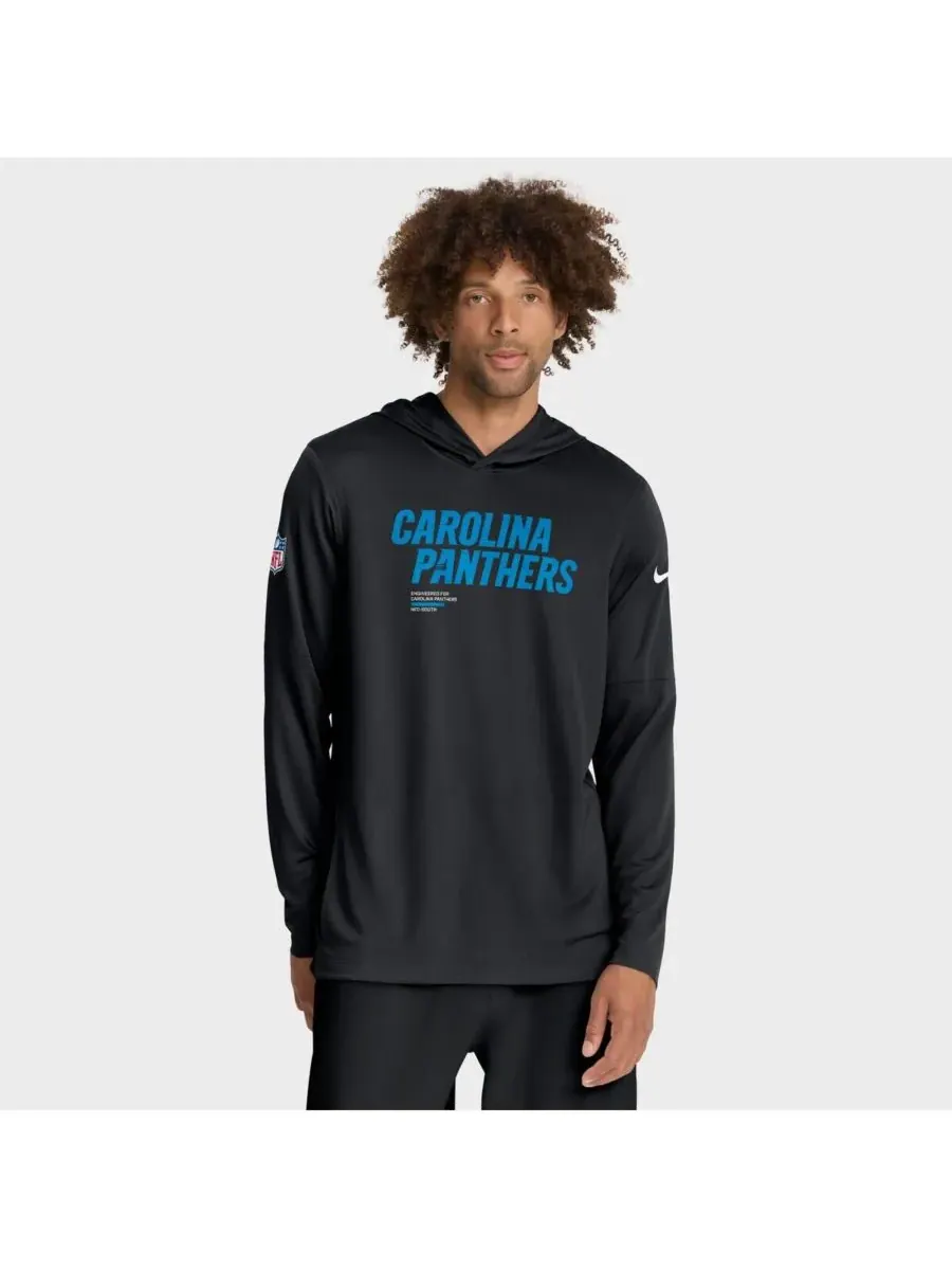 Nike Мужская черная толстовка с длинными рукавами Carolina Panthers Sideline Pure Fury Performance