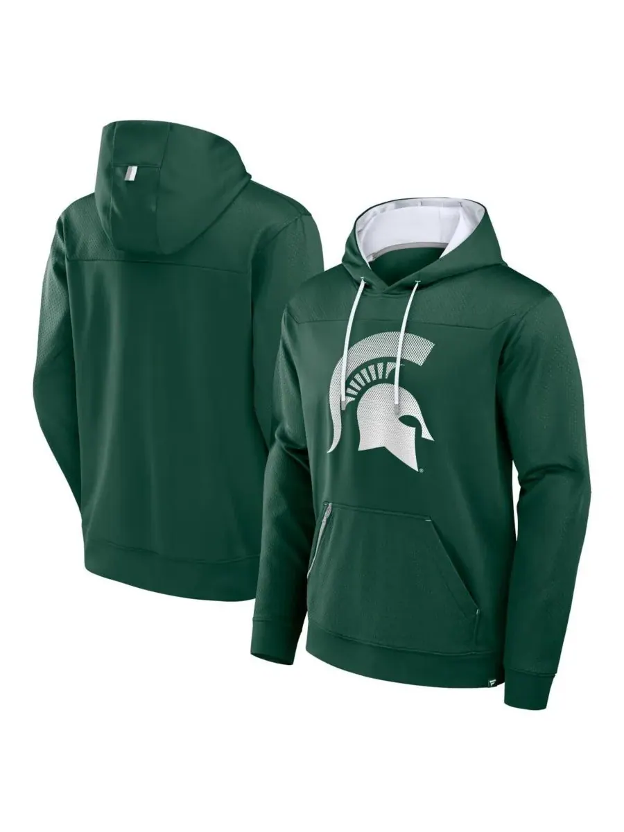 Fanatics Мужская зеленая толстовка с капюшоном Michigan State Spartans Defender Dot Faded Primary