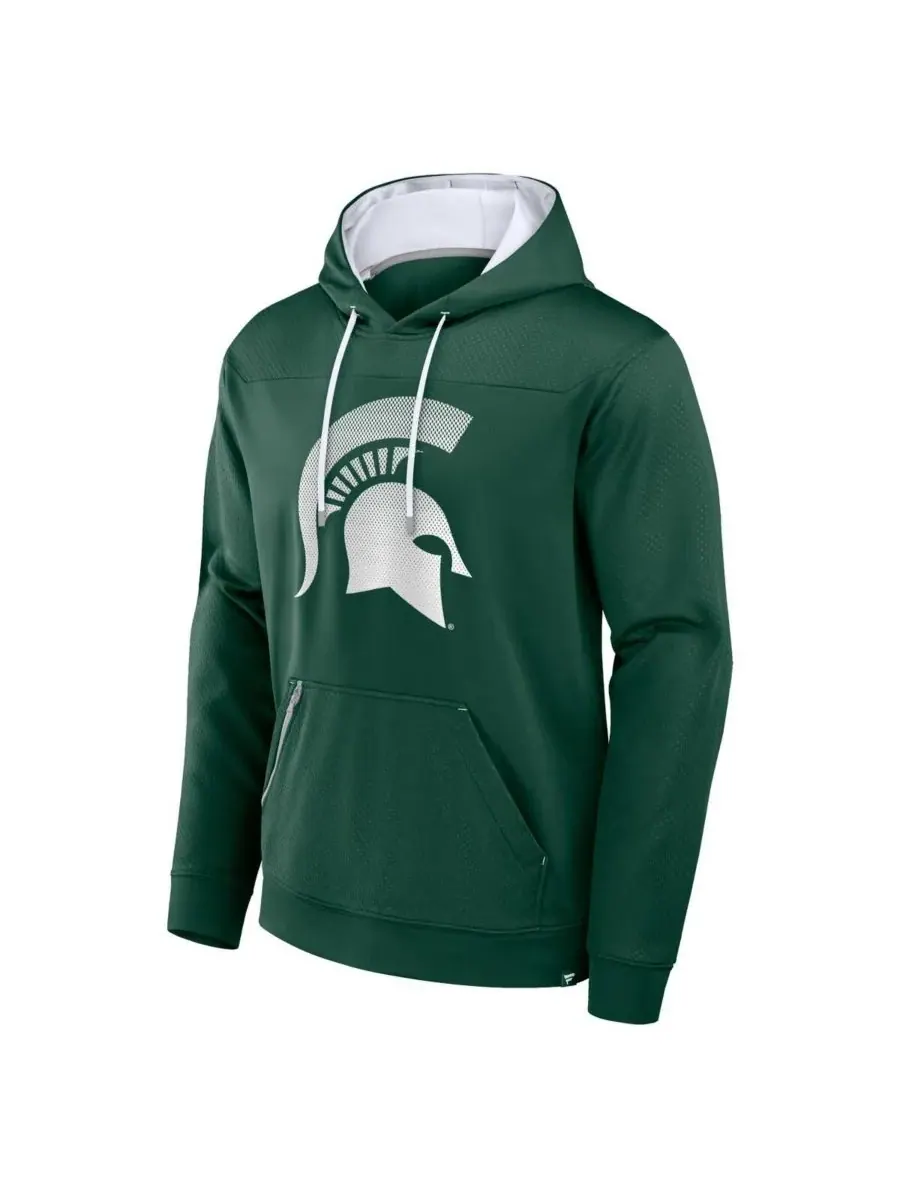 Fanatics Мужская зеленая толстовка с капюшоном Michigan State Spartans Defender Dot Faded Primary — изображение 3 из 3