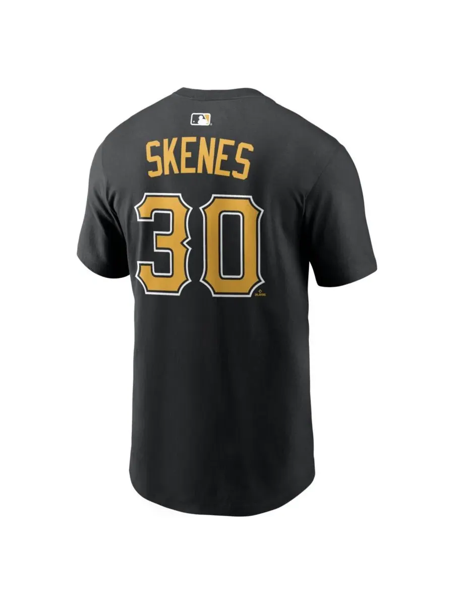 Мужская черная футболка Paul Skenes с фамилией и номером игрока команды Pittsburgh Pirates Nike — изображение 3 из 3, черный