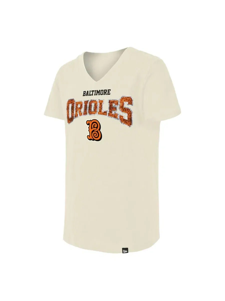 Футболка с V-образным вырезом и пайетками Baltimore Orioles 2026 City Connect Flip Sequin New Era — изображение 3 из 4