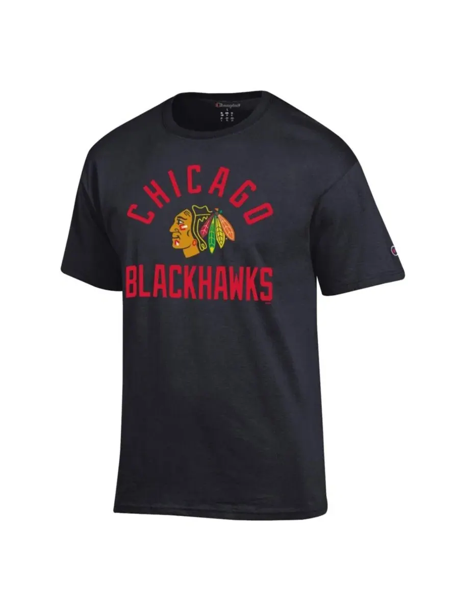Футболка с принтом Chicago Blackhawks Primary Logo Jersey Champion — изображение 2 из 3, черный