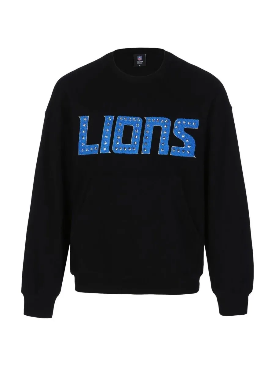 Cuce Женская черная толстовка Detroit Lions из синели с украшениями — черный