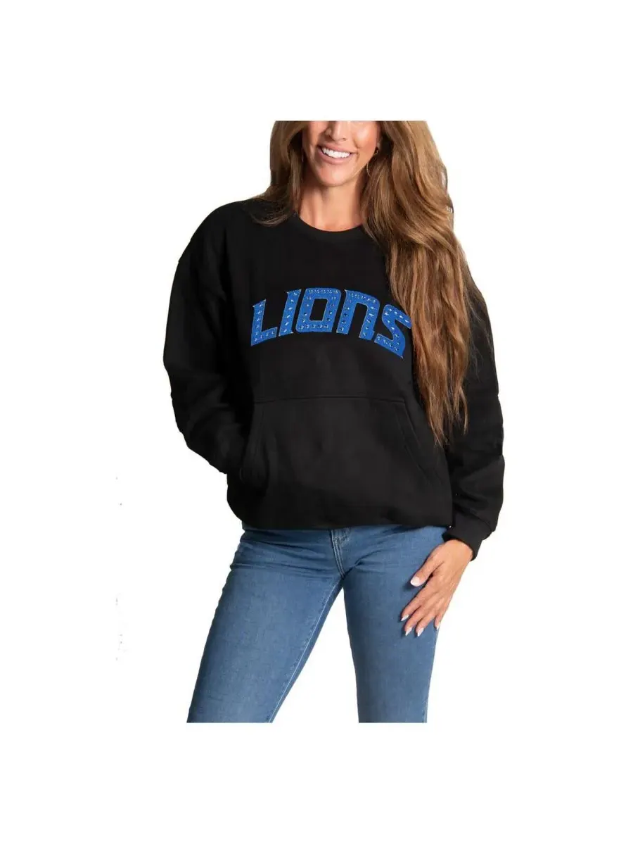 Cuce Женская черная толстовка Detroit Lions из синели с украшениями — изображение 2 из 2, черный