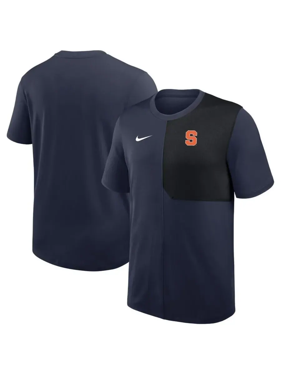 Nike Мужская футболка тренера Syracuse Orange 2025 Sideline UV Performance темно-синего цвета