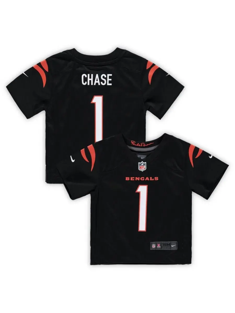 Детская футболка-джерси с коротким рукавом Ja'Marr Chase Black Nike