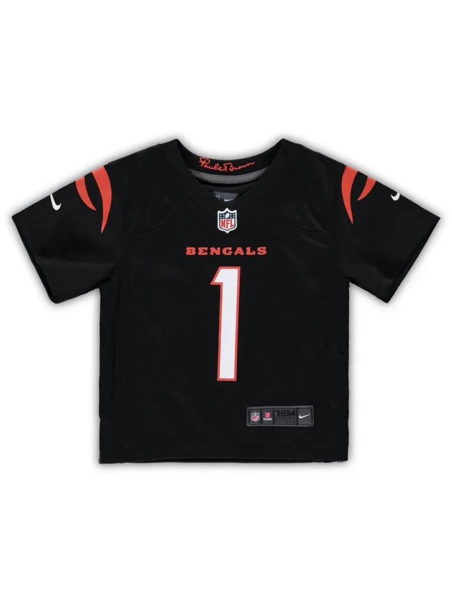 Детская футболка-джерси с коротким рукавом Ja'Marr Chase Black Nike — изображение 2 из 3, черный