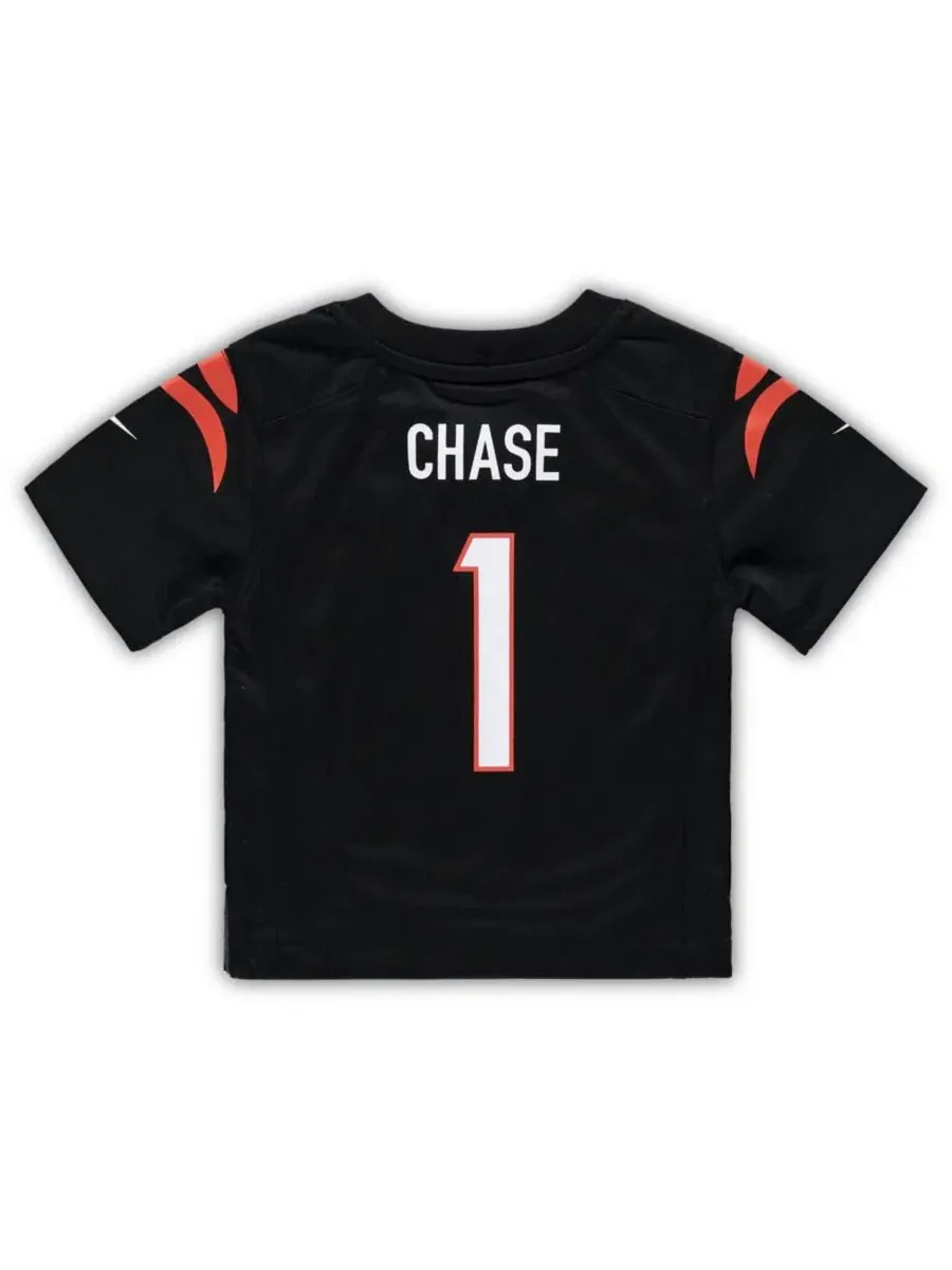 Детская футболка-джерси с коротким рукавом Ja'Marr Chase Black Nike — изображение 3 из 3, черный