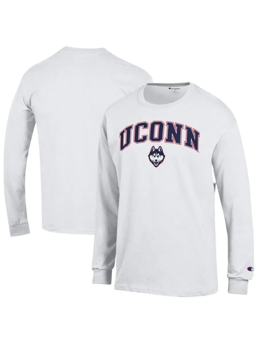 Футболка с длинным рукавом с принтом UConn Huskies Arch Over Logo Champion