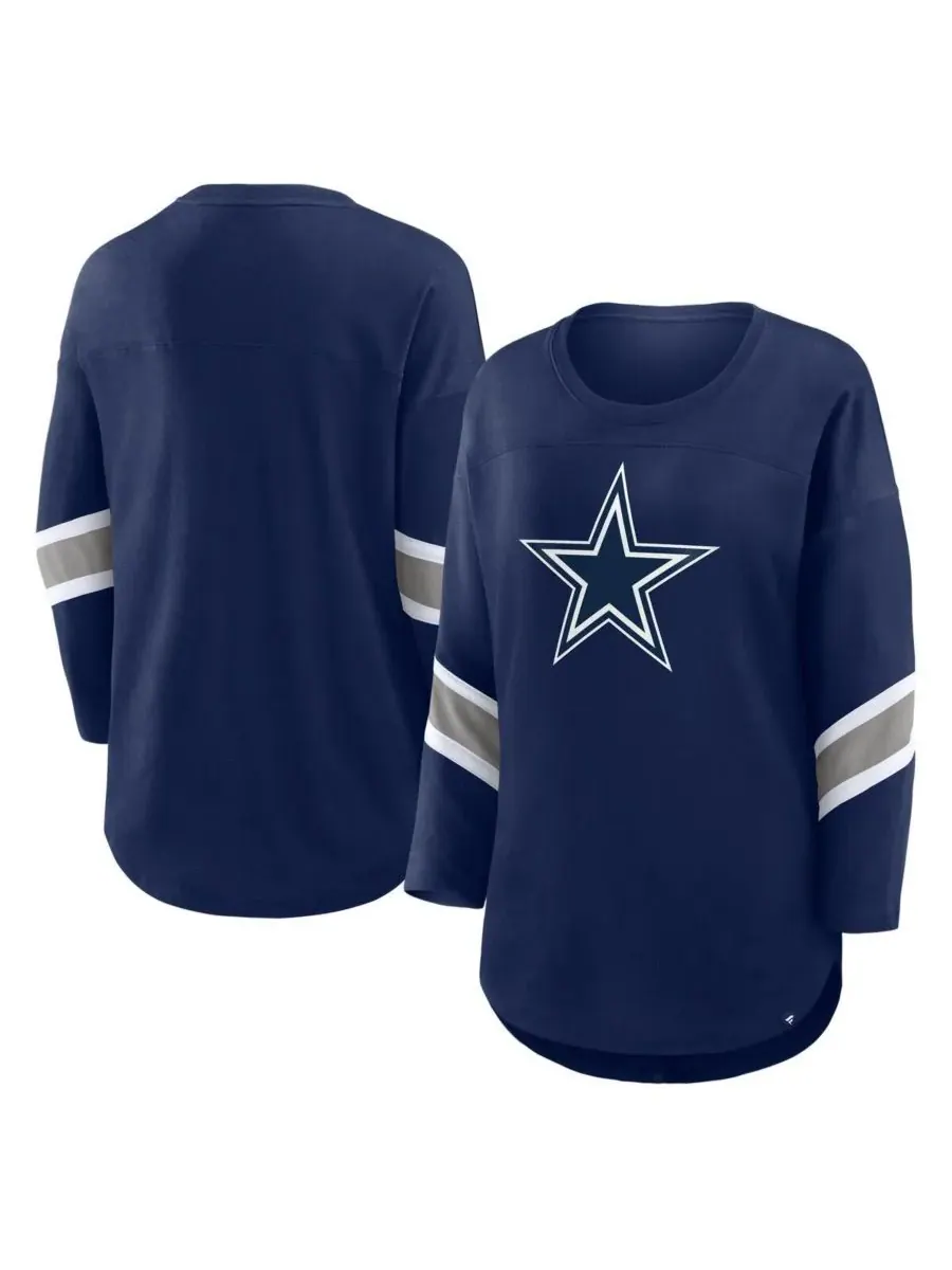 Fanatics Женская темно-синяя футболка большого размера Dallas Cowboys Redzone с рукавами 3/4 и