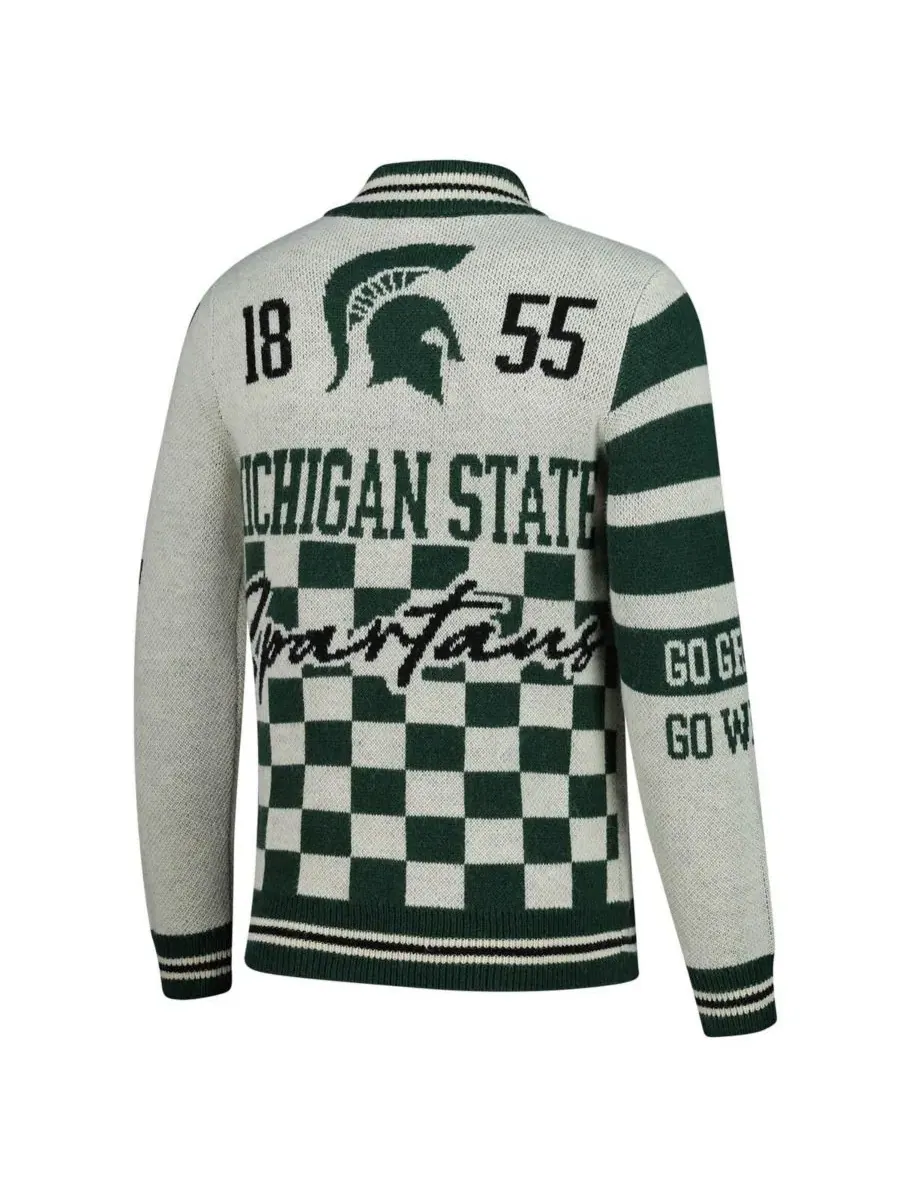 Colosseum Мужской и женский кремовый жаккардовый свитер с пуговицами Michigan State Spartans Wild — изображение 3 из 3