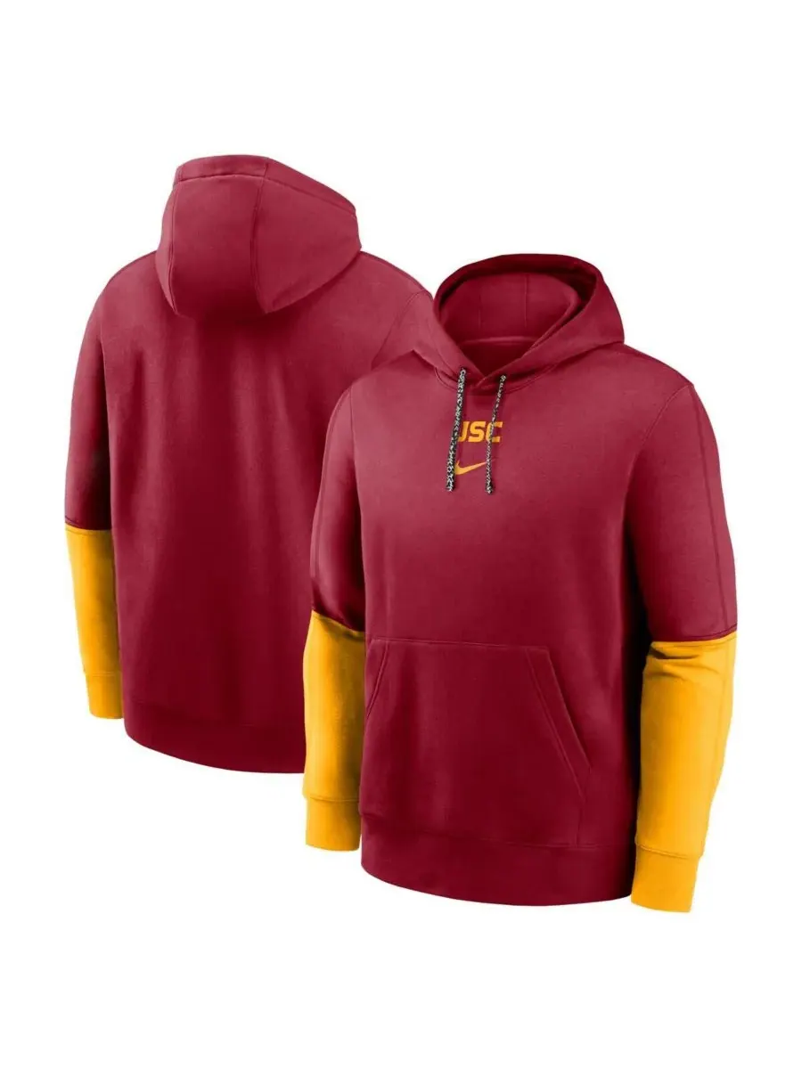 Nike Мужская толстовка с капюшоном Cardinal/Gold USC Trojans 2024 Sideline Club