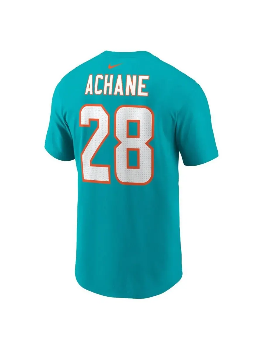 Мужская футболка De'Von Achane Aqua с именем и номером игрока команды Miami Dolphins Nike — изображение 2 из 3, голубой