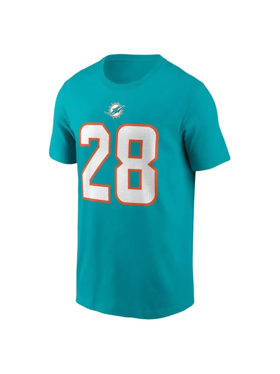 Мужская футболка De'Von Achane Aqua с именем и номером игрока команды Miami Dolphins Nike — изображение 3 из 3, голубой