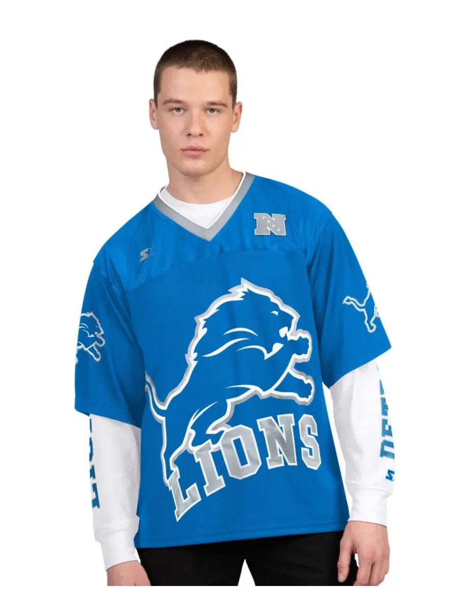 Комплект футболок с длинным и коротким рукавом с принтом Detroit Lions Starter