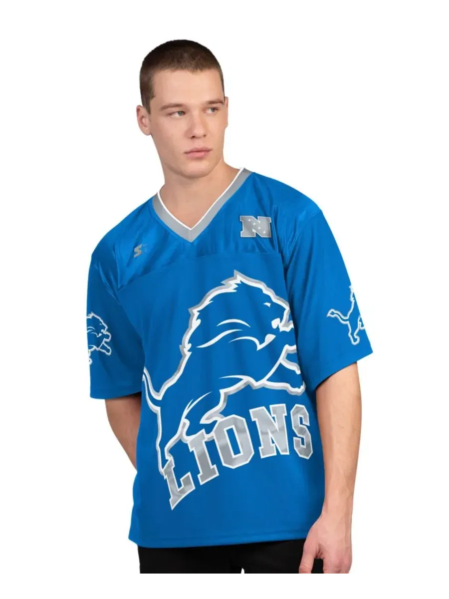 Комплект футболок с длинным и коротким рукавом с принтом Detroit Lions Starter — изображение 4 из 5, синий белый