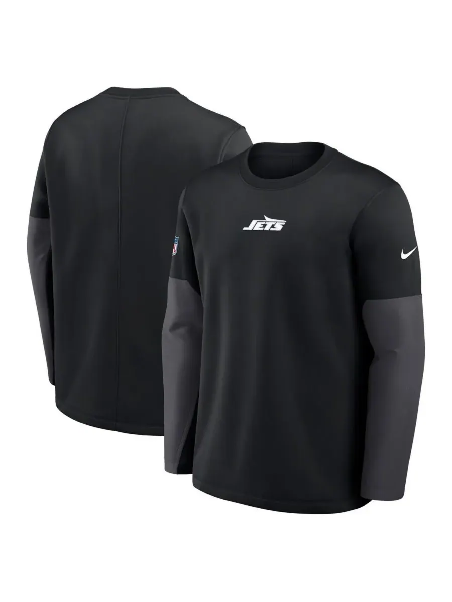 Nike Мужская черная футболка с длинным рукавом New York Jets Sideline Scripted to Win Performance — изображение 4 из 5