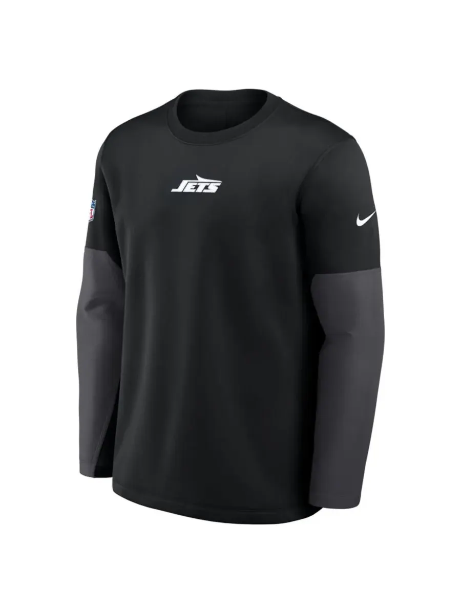 Nike Мужская черная футболка с длинным рукавом New York Jets Sideline Scripted to Win Performance — изображение 5 из 5
