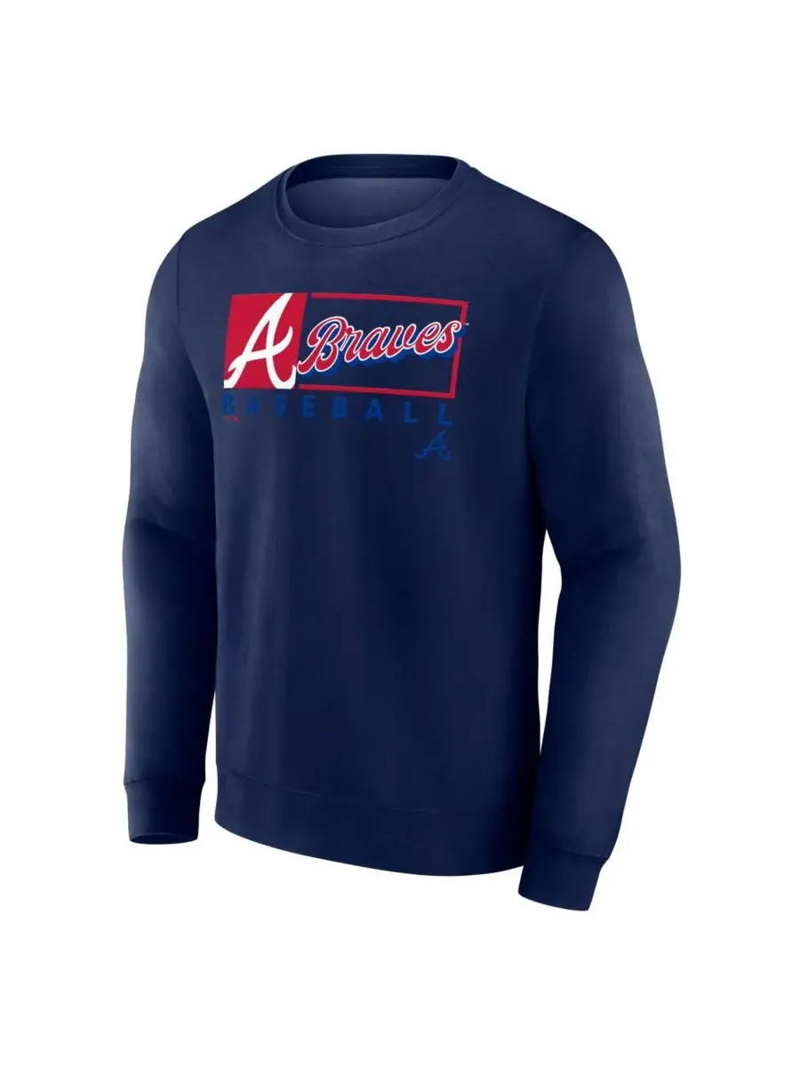 Fanatics Мужская темно-синяя флисовая толстовка Focus с символикой команды Atlanta Braves — изображение 2 из 3, темно-синий