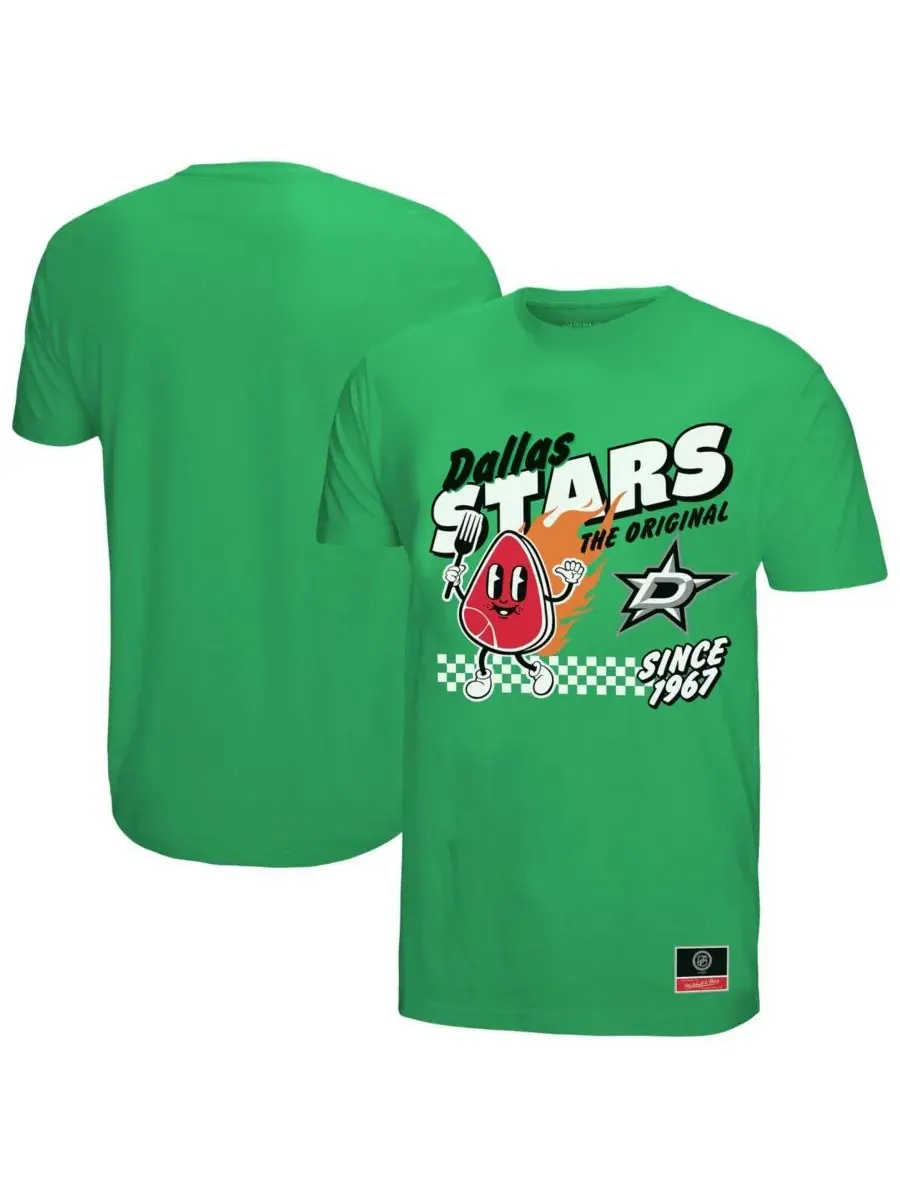 Mitchell & Ness Мужская футболка цвета келли-зеленый с надписью "Dallas Stars: Local Food"