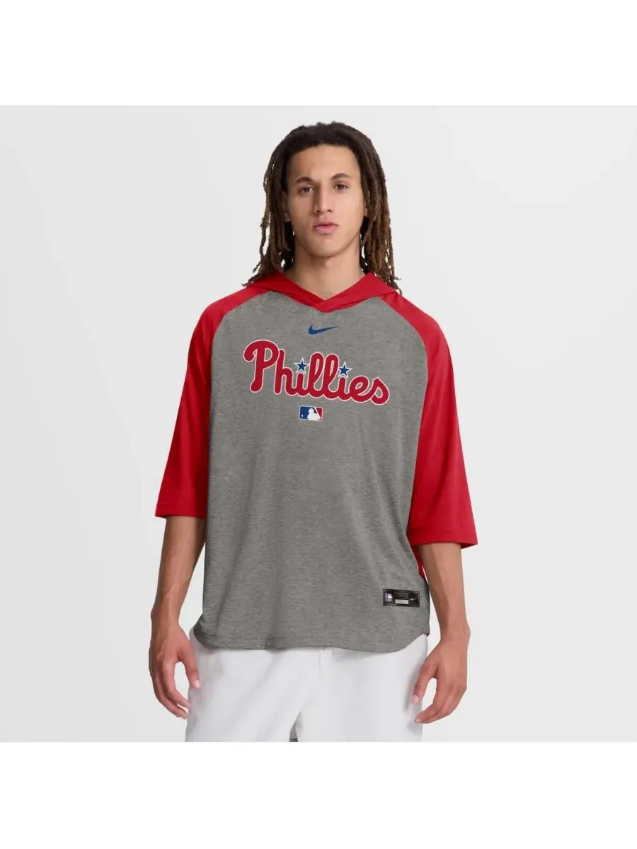 Nike Мужская красная футболка с капюшоном Philadelphia Phillies Authentic Collection Flux Dri-FIT с