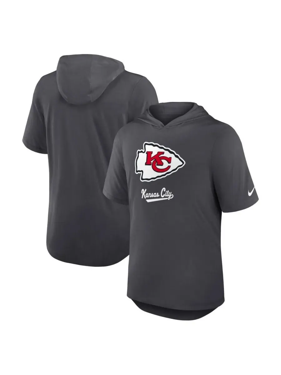 Nike Мужская футболка-худи Kansas City Chiefs Tri-Blend Performance цвета антрацит