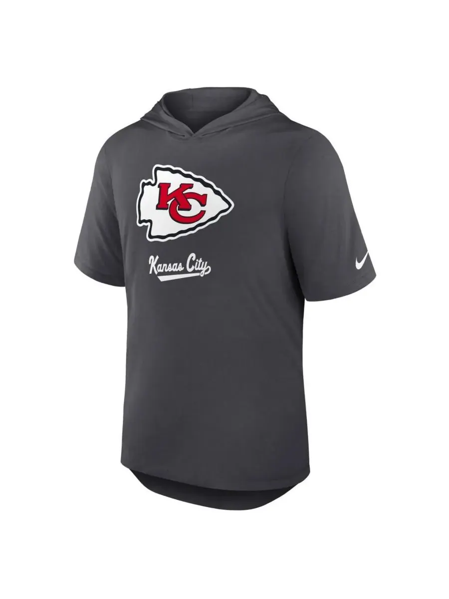 Nike Мужская футболка-худи Kansas City Chiefs Tri-Blend Performance цвета антрацит — изображение 3 из 3, серый