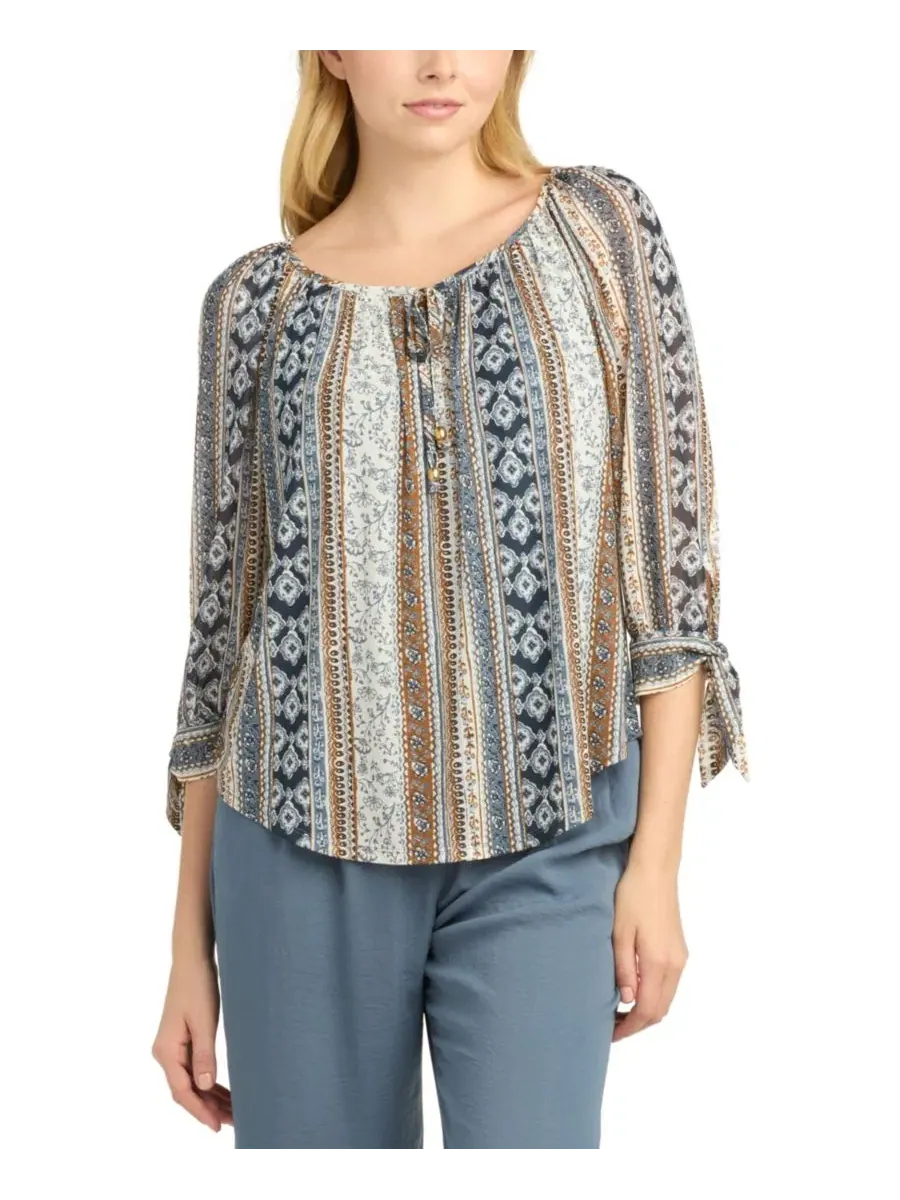 Блуза-крестьянка с принтом, Juniors' Printed Mesh Peasant Top BCX, Pat D