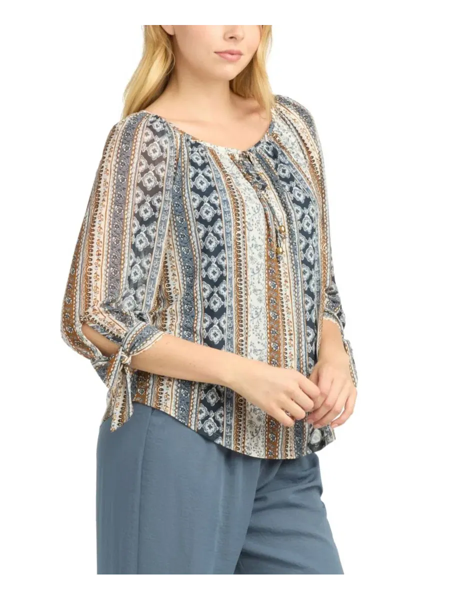 Блуза-крестьянка с принтом, Juniors' Printed Mesh Peasant Top BCX, Pat D — 2