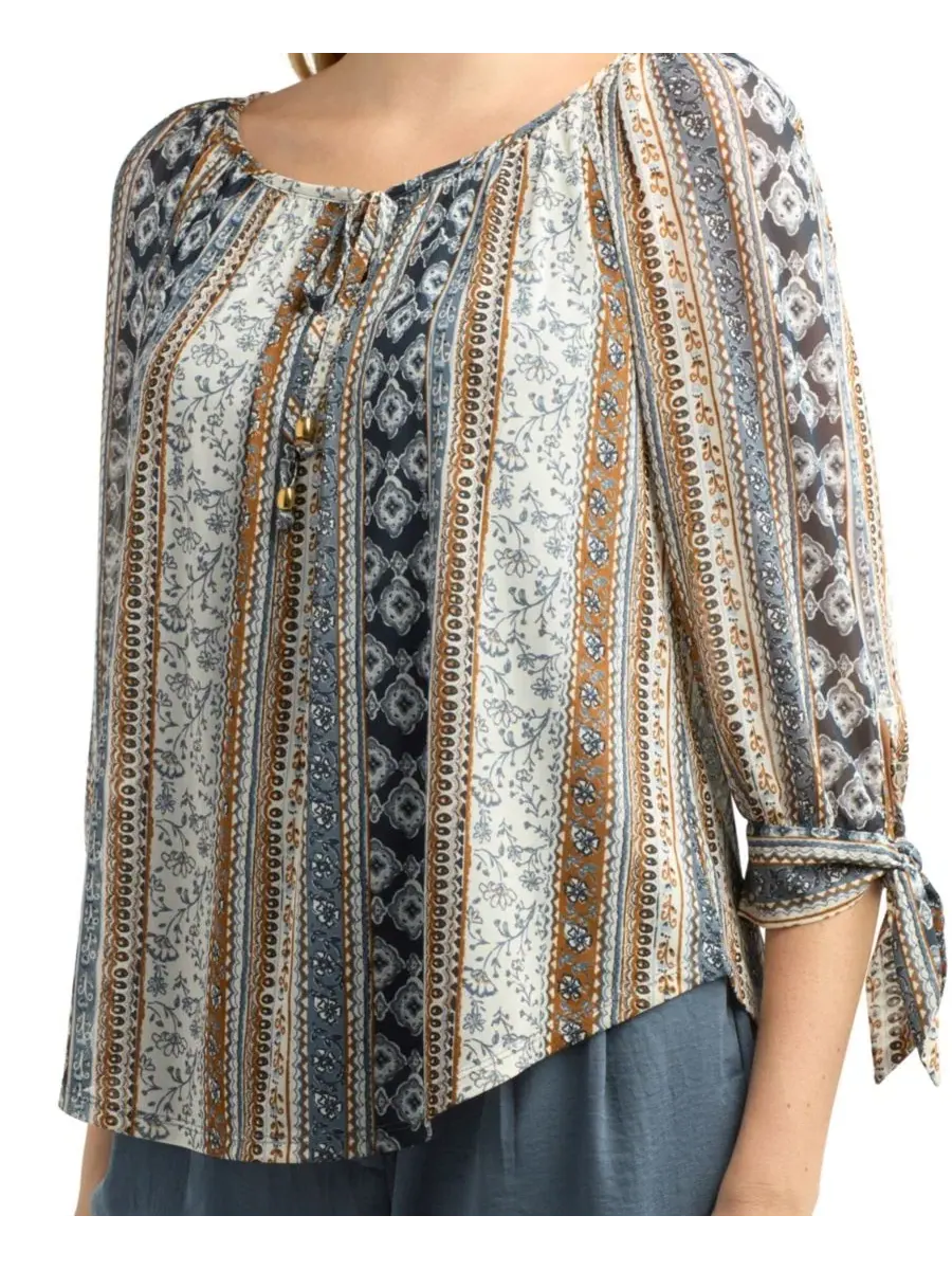 Блуза-крестьянка с принтом, Juniors' Printed Mesh Peasant Top BCX, Pat D — 3