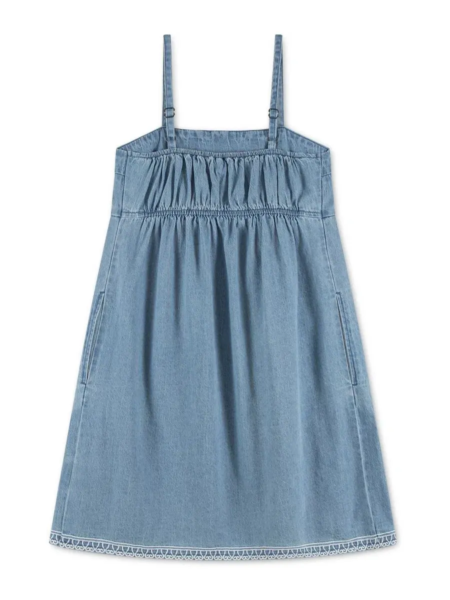 Платье-бандана из джинсовой ткани для девочек Abercrombie Kids — изображение 2 из 4