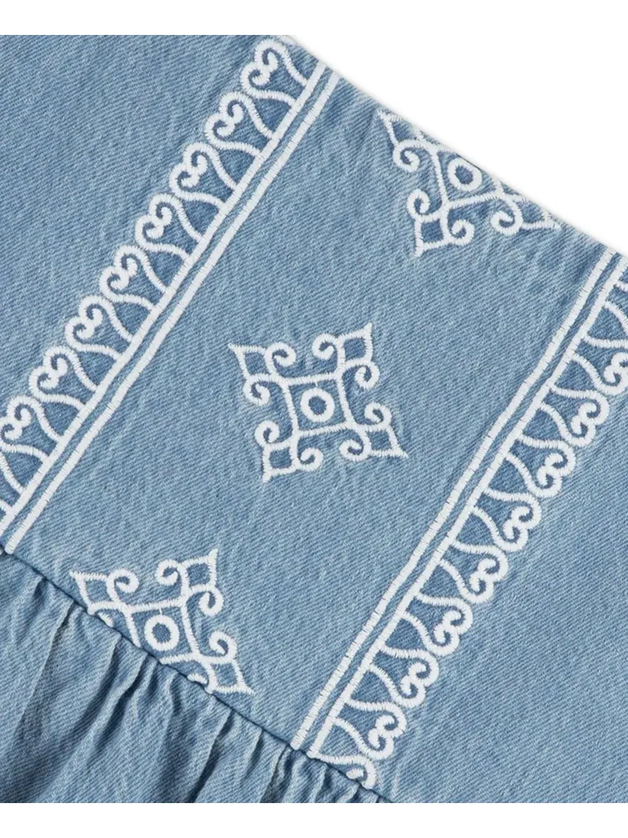 Платье-бандана из джинсовой ткани для девочек Abercrombie Kids — изображение 3 из 4