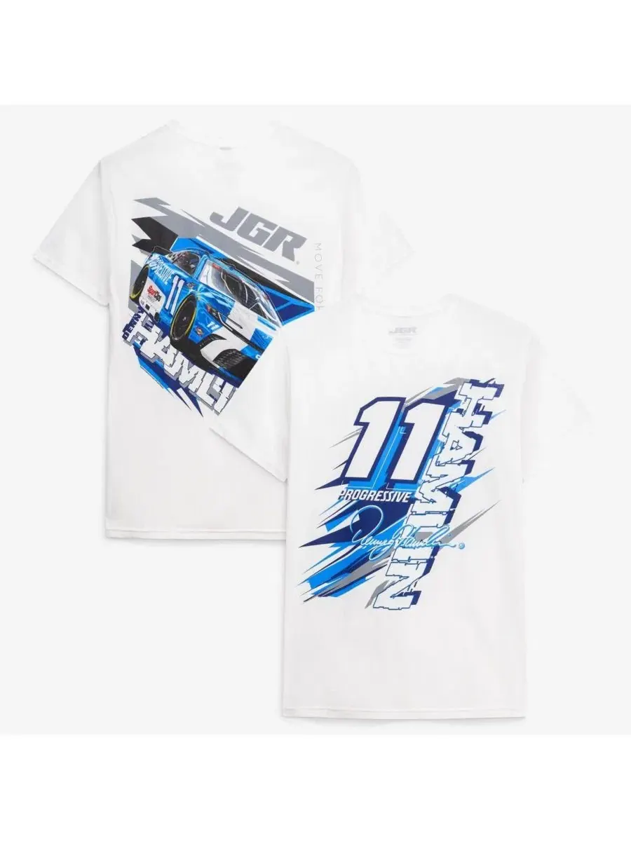 Футболка с длинным рукавом Denny Hamlin 11 Progressive Joe Gibbs Racing Team Collection — белый