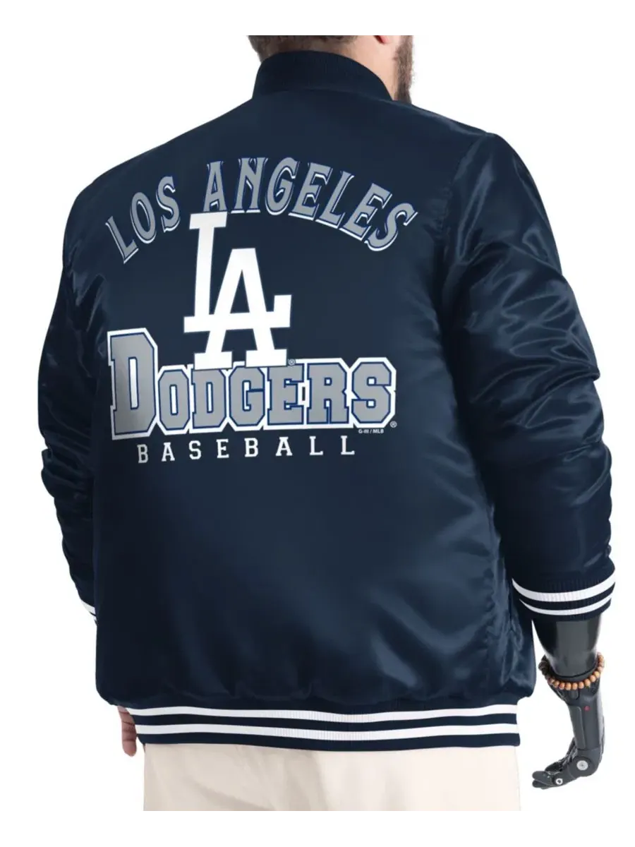 Мужская куртка-ветровка Los Angeles Dodgers Cooperstown Adaptive Satin Full-Snap Varsity Jacket — изображение 4 из 4