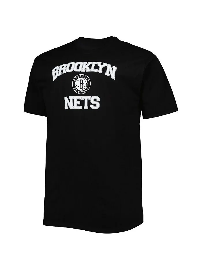 Мужская черная футболка Brooklyn Nets Big and Tall Heart and Soul Profile — изображение 2 из 3, черный