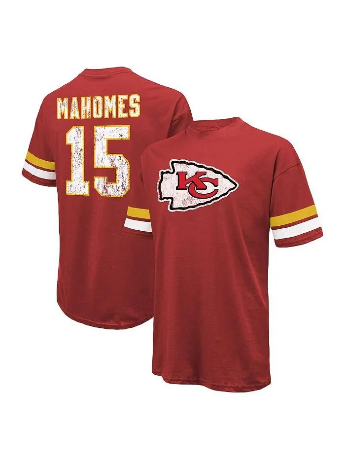 Мужские нитки Патрика Махоумса, красная рваная футболка Kansas City Chiefs с именем и номером