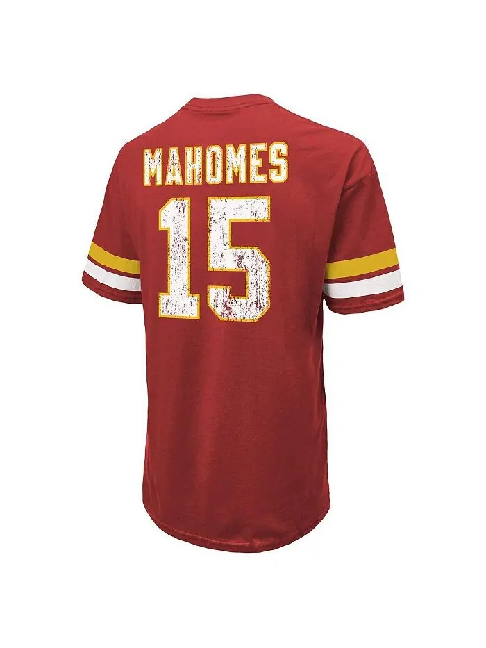 Мужские нитки Патрика Махоумса, красная рваная футболка Kansas City Chiefs с именем и номером — изображение 2 из 3, красный