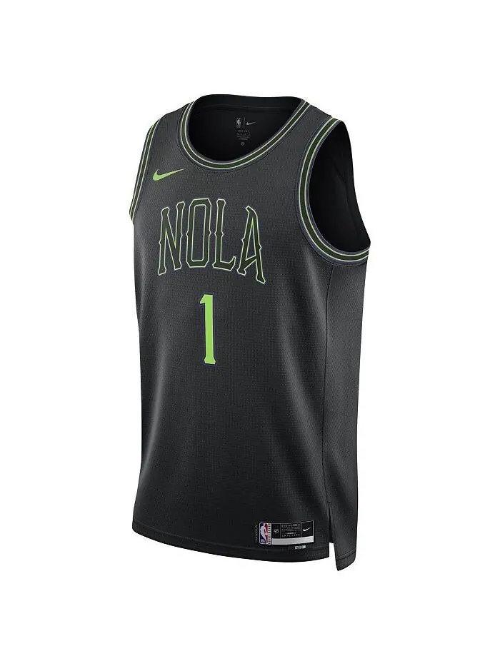Мужская и женская футболка Zion Williamson Black New Orleans Pelicans 2023/24 Swingman — City — изображение 2 из 3, черный