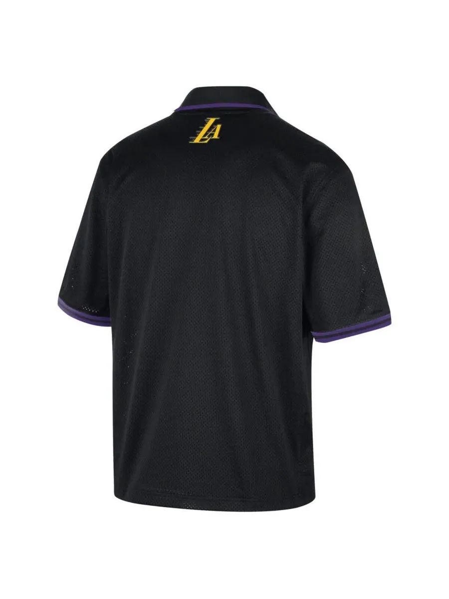 Поло с половиной рукавом с эмблемой Los Angeles Lakers Nike — изображение 3 из 3, черный