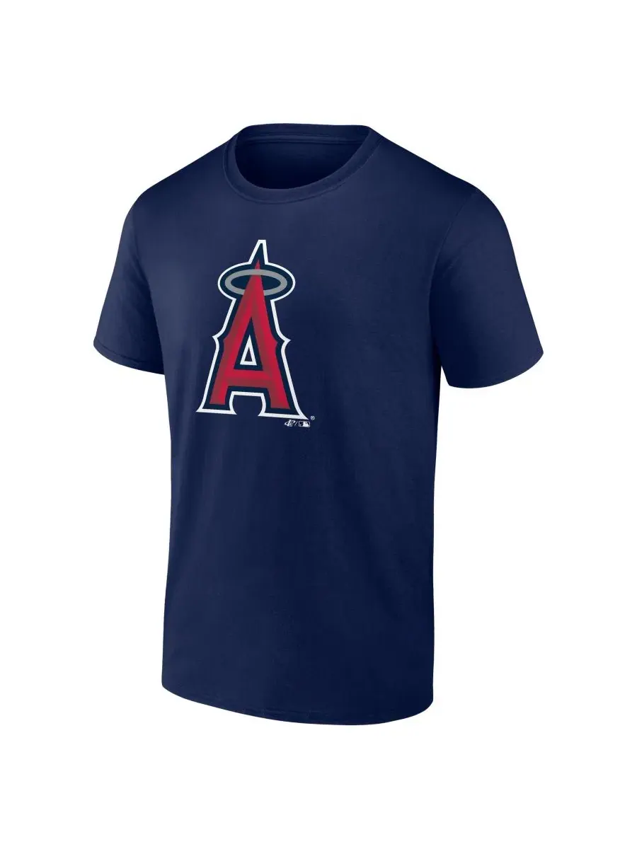 Футболка с логотипом Los Angeles Angels Navy Logo Athletic — изображение 2 из 3, темно-синий