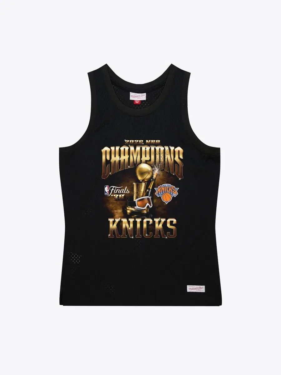 Мужская майка-безрукавка из сетки с принтом New York Knicks 2026 NBA Finals Champions Mesh Tank Top